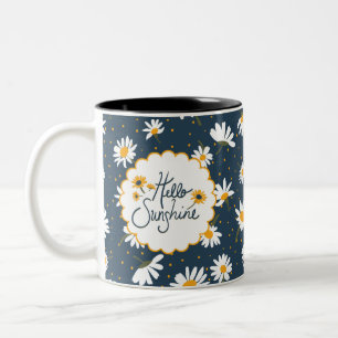 Hello Sunshine Classic Yellow Daisy Flowers Two-Tone Coffee Mug