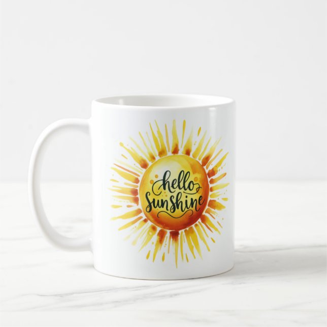 Hello sunshine, coffee mug, morning coffee, mug  (Left)