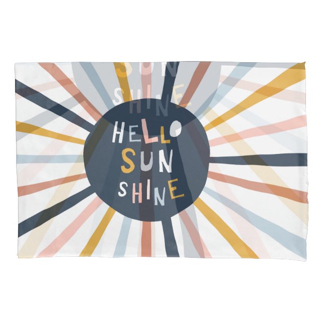 Hello Sunshine: Colourful Childish Typography Pillowcase (Front)