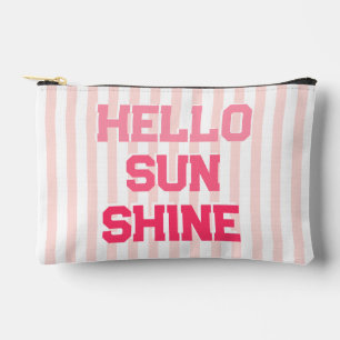 Hello Sunshine - Cute Peachy Pink Stripes Accessory Pouch