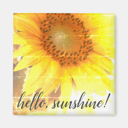 "Hello, Sunshine!" Faded Sunflower Magnet