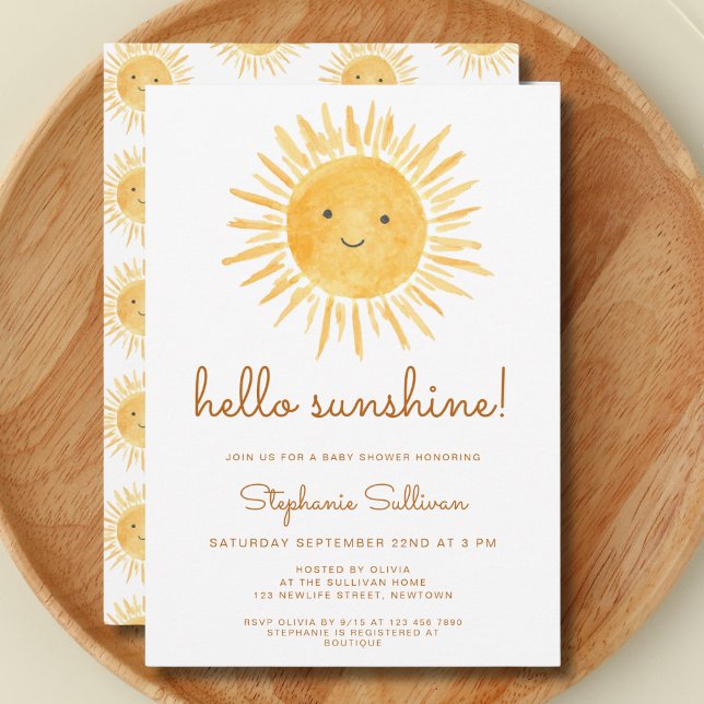 Hello Sunshine Gender-Neutral Baby Shower Invitation (Creator Uploaded)