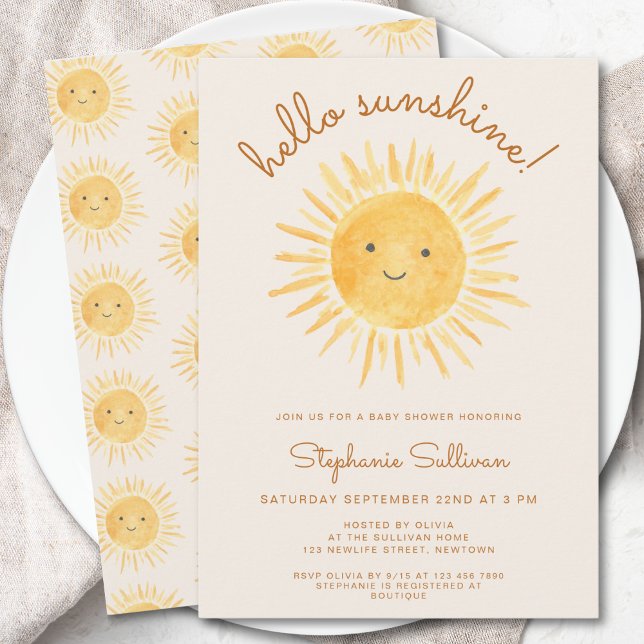 Hello Sunshine Gender-Neutral Boho Baby Shower Invitation (Creator Uploaded)