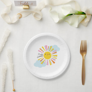 Hello Sunshine Girl Baby Shower Paper Plates