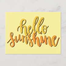 Hello Sunshine Hand-Lettered Postcard