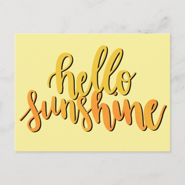 Hello Sunshine Hand-Lettered Postcard (Front)
