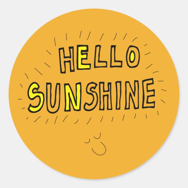 Hello sunshine happy summer yellow pretty fun classic round sticker (Front)