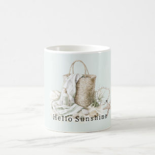 Hello Sunshine Mint Beach Shells Starfish Bag Coffee Mug