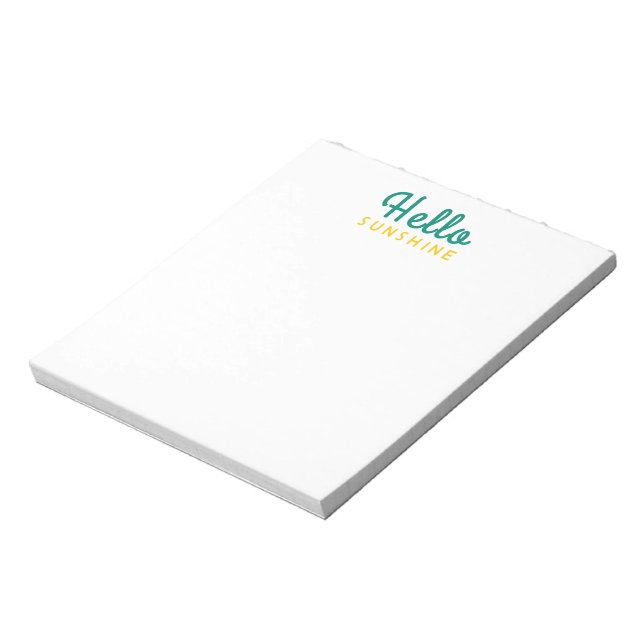 Hello Sunshine | Modern Happy Fun Yellow Green Notepad (Rotated)
