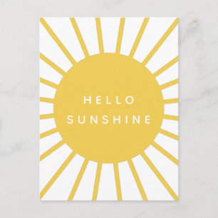 Hello Sunshine   Sun Modern Scandi Mustard Yellow Postcard