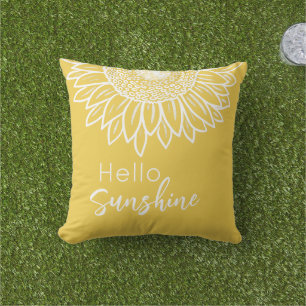Hello Sunshine Sunflower Outdoor Pillow