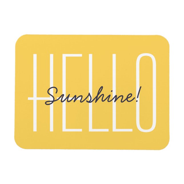 Hello Sunshine Yellow Typography Quote Magnet (Horizontal)