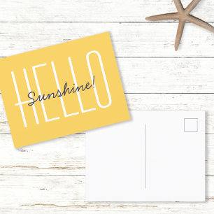Hello Sunshine Yellow Typography Quote Postcard