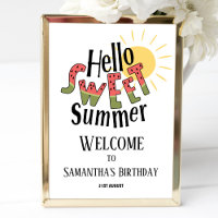 Hello Sweet Summer Pool Party Bday Welcome Sign