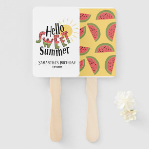 Hello Sweet Summer Watermelon Pool Party Bday  Hand Fan