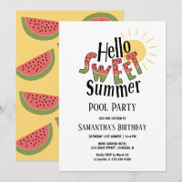 Hello Sweet Summer Watermelon Pool Party Bday