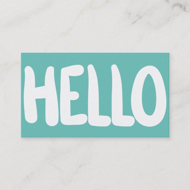 Hello Teal Bright Business Card (Front)