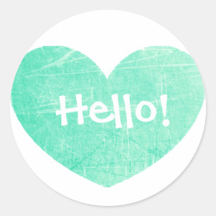 Hello Teal Heart Stickers