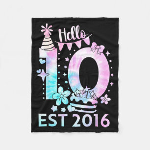 Hello ten 2016 cute 10th birthday tie dye 10 year fleece blanket