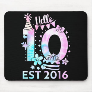 Hello ten 2016 cute 10th birthday tie dye 10 year mouse pad