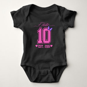 Hello Ten Digits Cute Coquette 10th Birthday Girl Baby Bodysuit