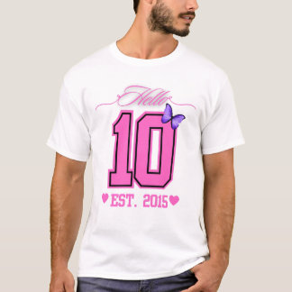 Hello Ten Digits Cute Coquette 10th Birthday Girl T-Shirt