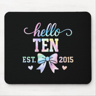 Hello Ten Est 2015 Coquette Bow 10th Birthday Girl Mouse Pad