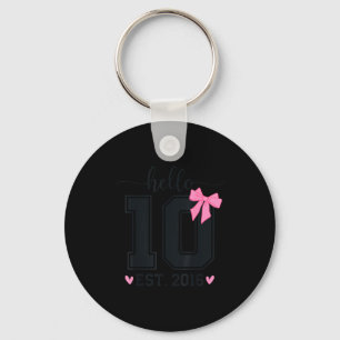 Hello Ten Est 2016 10th Birthday Coquette Bow 10 Y Key Ring