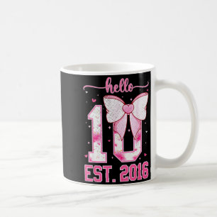 Hello ten est 2016 10th girl birthday coquette bow coffee mug