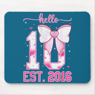 Hello ten est 2016 10th girl birthday coquette bow mouse pad