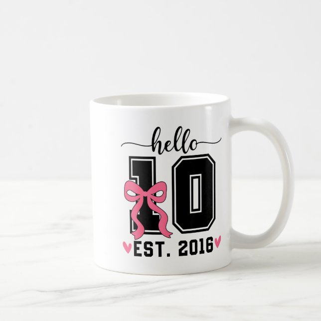 Hello ten est 2016 bow 10th birthday double digits coffee mug (Right)