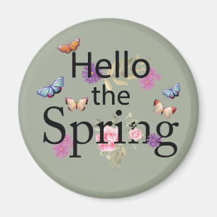 Hello The Spring Flower Magnet
