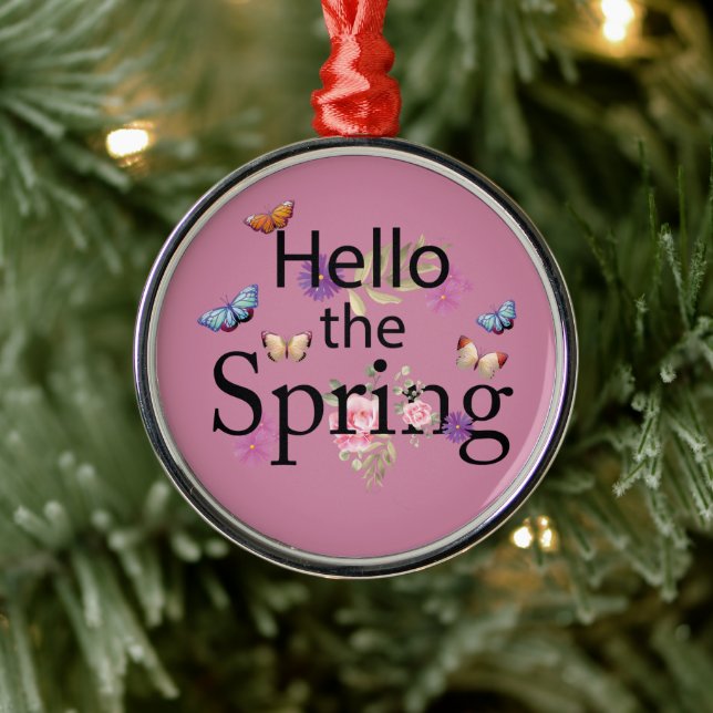 Hello The Spring Flower Metal Ornament (Tree)