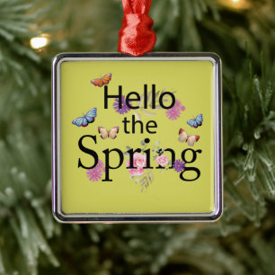 Hello The Spring Flower Metal Ornament