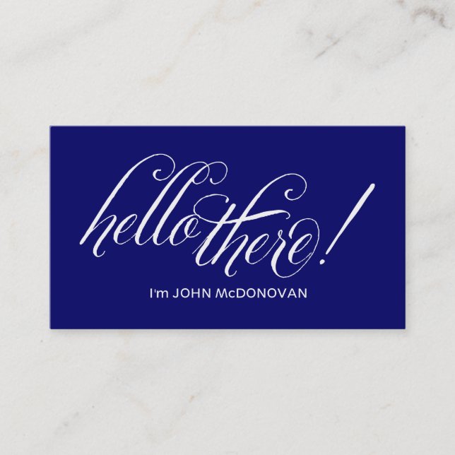 Hello there! Blue Business Card (Front)