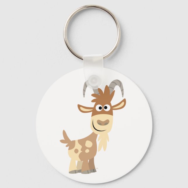 Hello There! Cute Cartoon Goat Key Ring (Front)