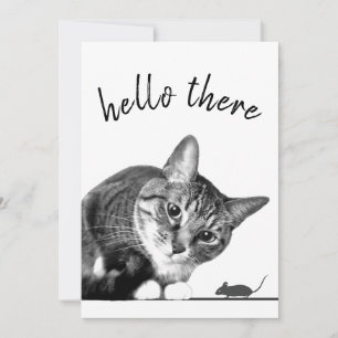 Hello There & Goodbye Cat and Mouse cute funny cat Card