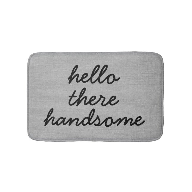 Hello there handsome rustic chic burlap linen jut bath mat (Front)