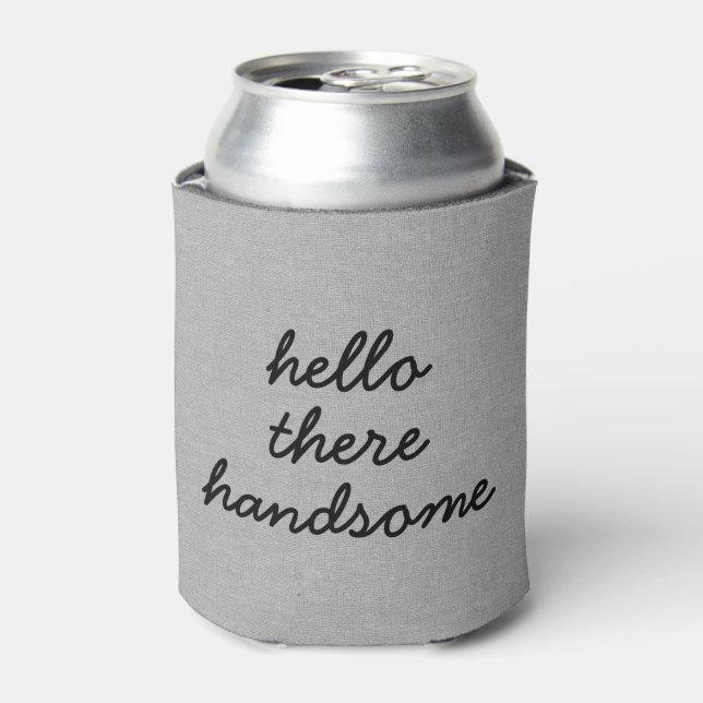 Hello there handsome rustic chic burlap linen jut can cooler (Can Front)