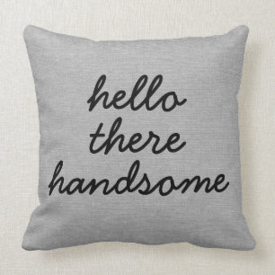 Hello there handsome rustic chic burlap linen jut cushion