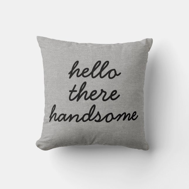 Hello there handsome rustic chic burlap linen jut cushion (Front)