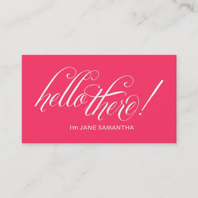 Hello there! Pink Business Card (Front)