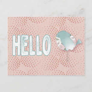 Hello Thinking of You Cute Bird Postcard