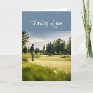 Hello Thinking of You Golfer on Golf Course Card