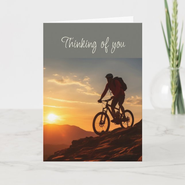 Hello Thinking of You Mountain Biking Biker  Card (Front)