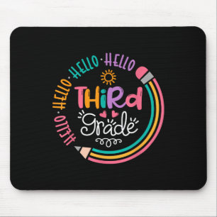 Hello Third Grade 3rd Grade Back To School Kids Te Mouse Pad