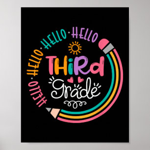 Hello Third Grade 3rd Grade Back To School Kids Te Poster