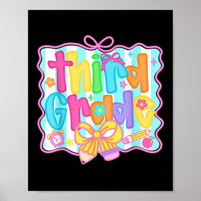 Hello Third Grade 3rd Grade Team Back To School Te Poster (Front)