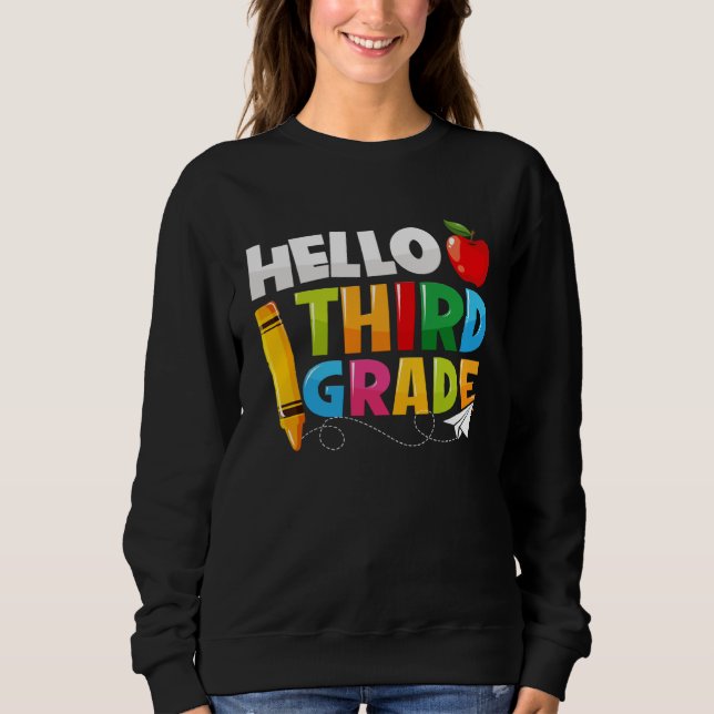 Hello Third Grade Back To School 3rd Grade Boys Gi Sweatshirt (Front)