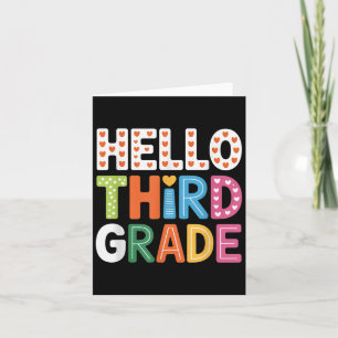 Hello Third Grade Back To School Cute Colourful  Card